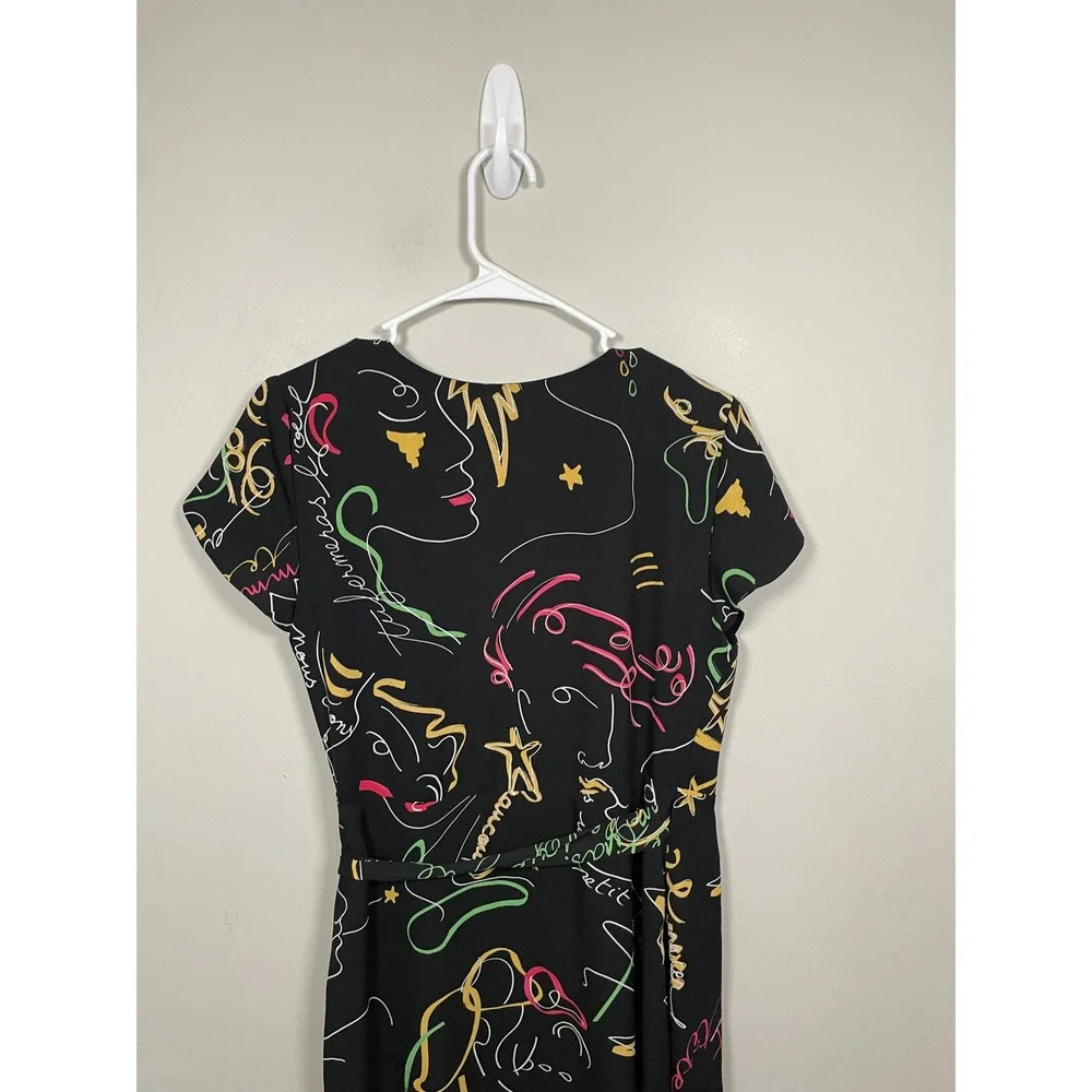 Aritzia Babaton Wallace Split Wrap Midi Dress in Doodle Print Size Small - Picture 7 of 12
